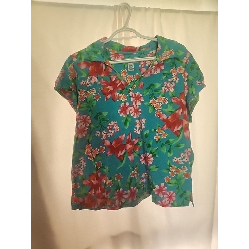 Caribbean Joe Women's Hawaiian Shirt Size PXL Pullover With Floral Design